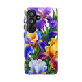 Floral Iris Tough Phone Case — Colorful Watercolor Iris Protective Cover