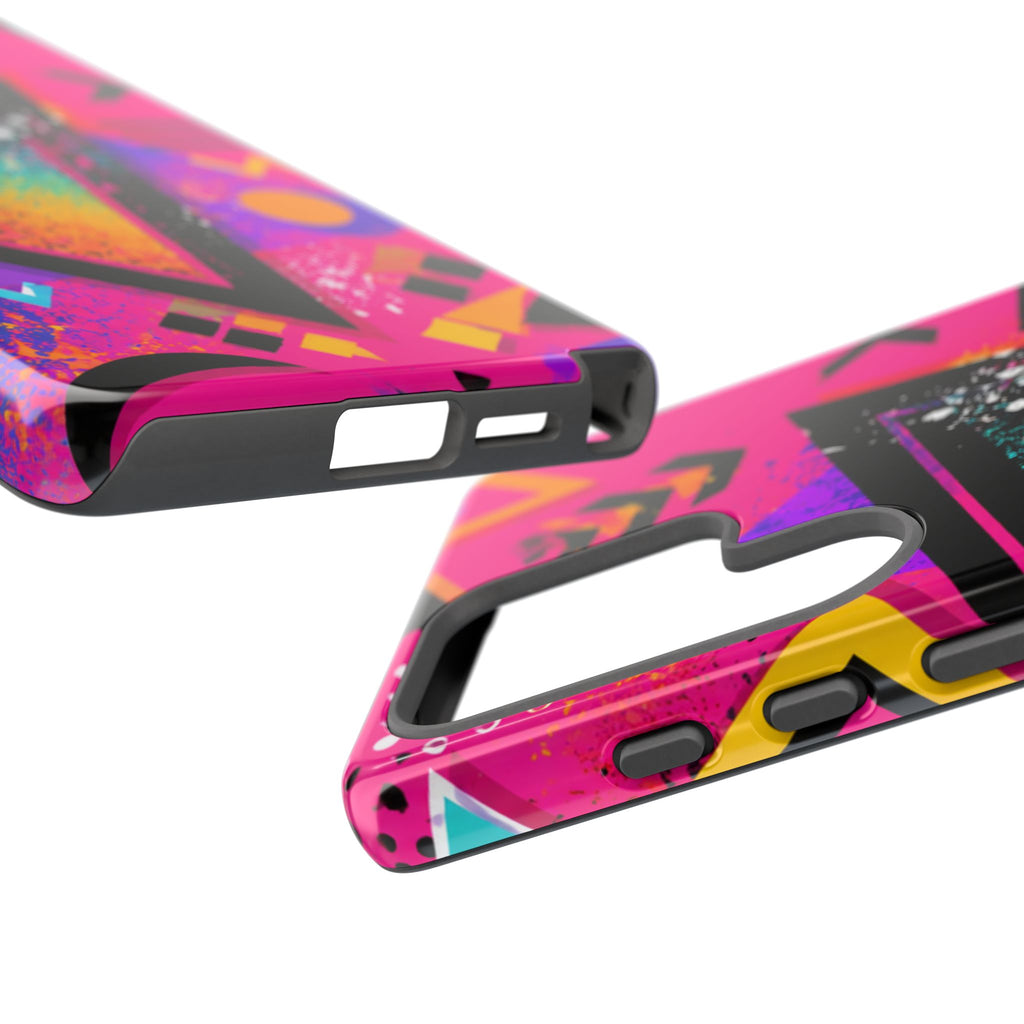 Retro 80s Geometric Phone Case — Neon Triangle Tough Case