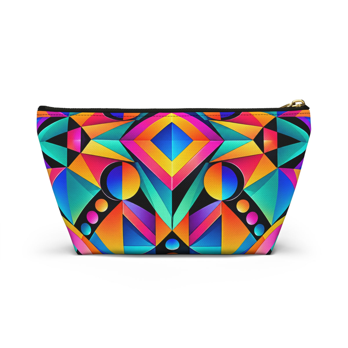 Geometric Neon Makeup Pouch — Colorful Art Deco Accessory Bag