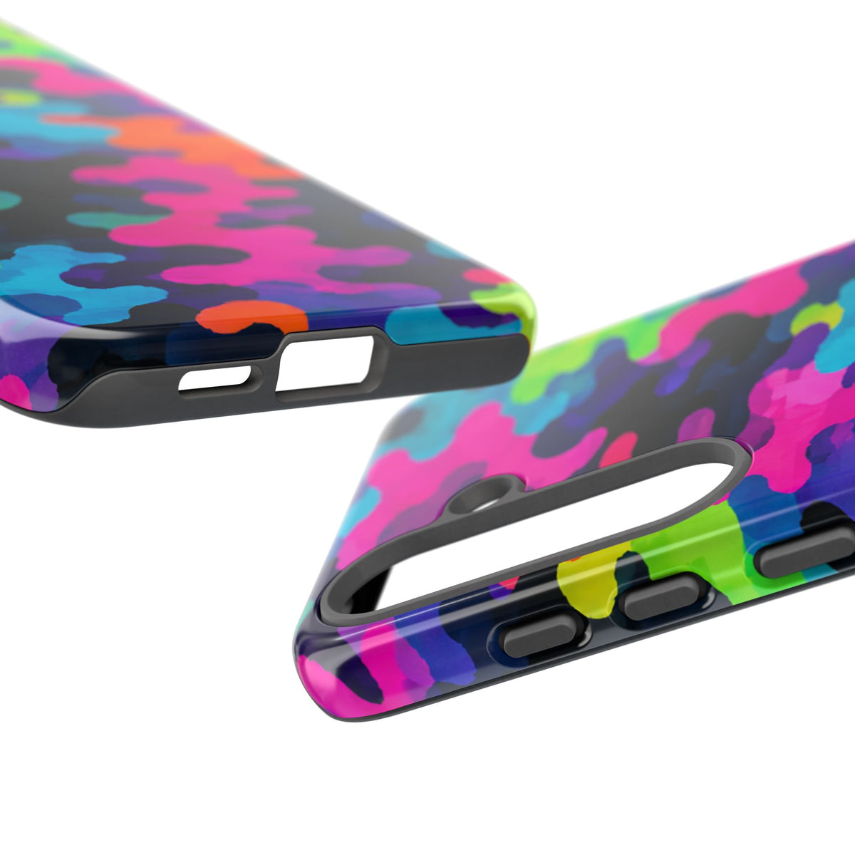 Neon Camo Tough Phone Case — Bright Rainbow Protective iPhone Cover