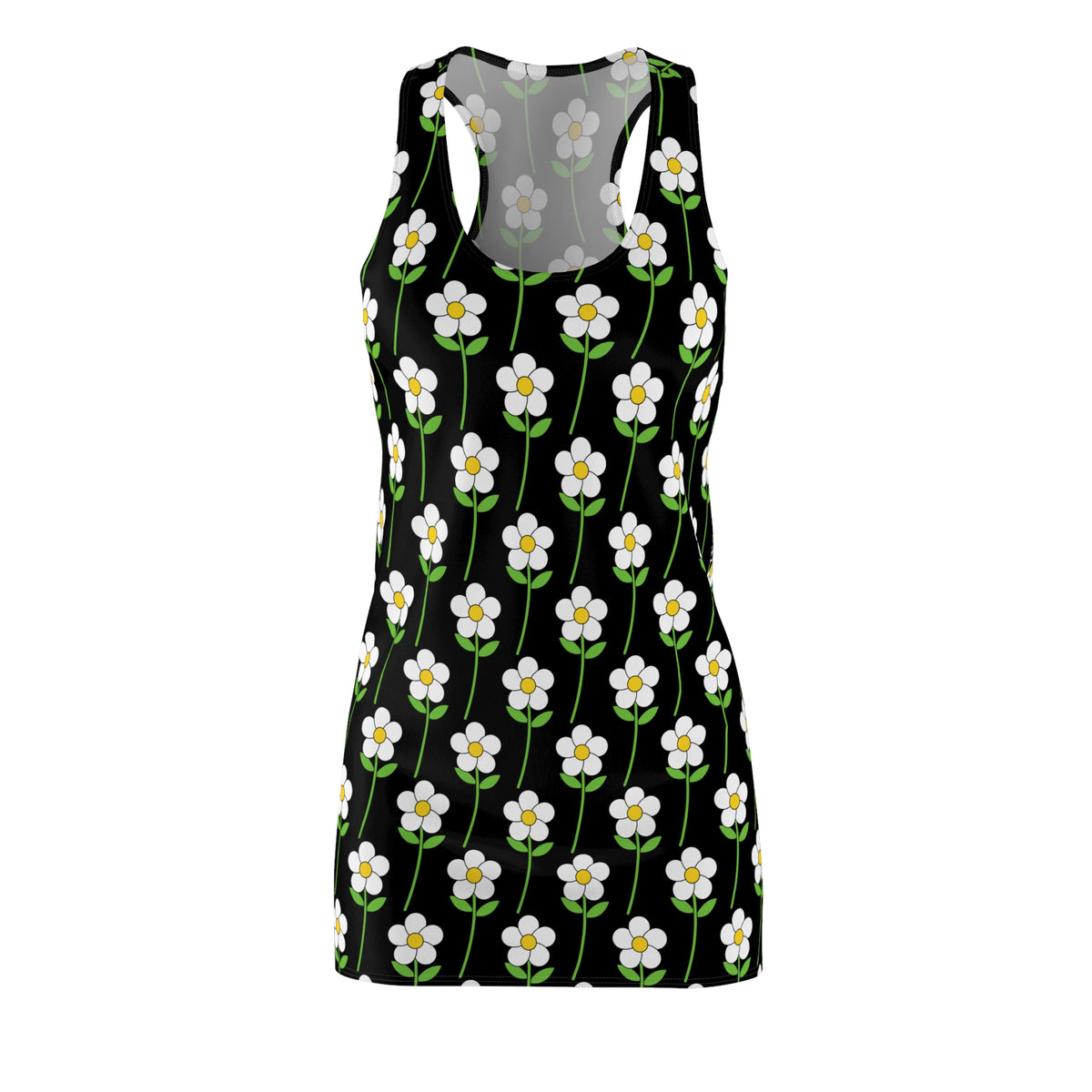 Daisy Chain Racerback Dress — Black Floral All-Over Print