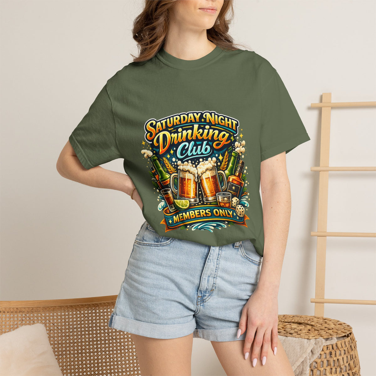 Saturday Night Drinking Club T-shirt | Beer Glasses, Bottles, Members Only