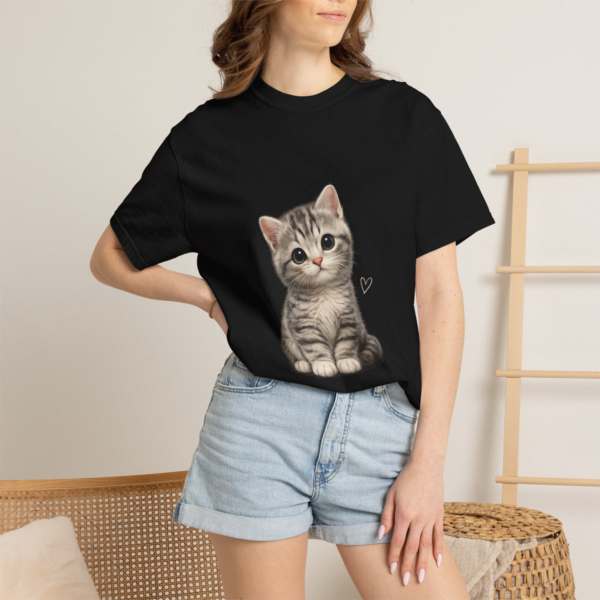 Smiling Tabby Kitten T-Shirt | Cute Cat Illustration