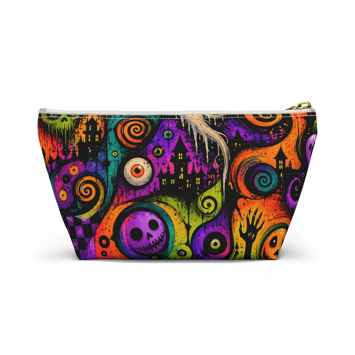 Neon Spooky Halloween Faces Accessory Pouch