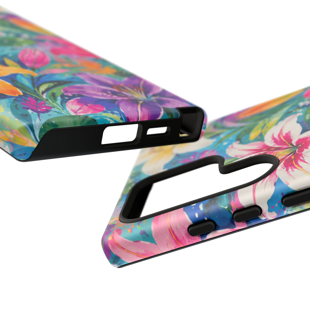 Floral Lily Tough Phone Case — Colorful Tropical Flower Protective Cover