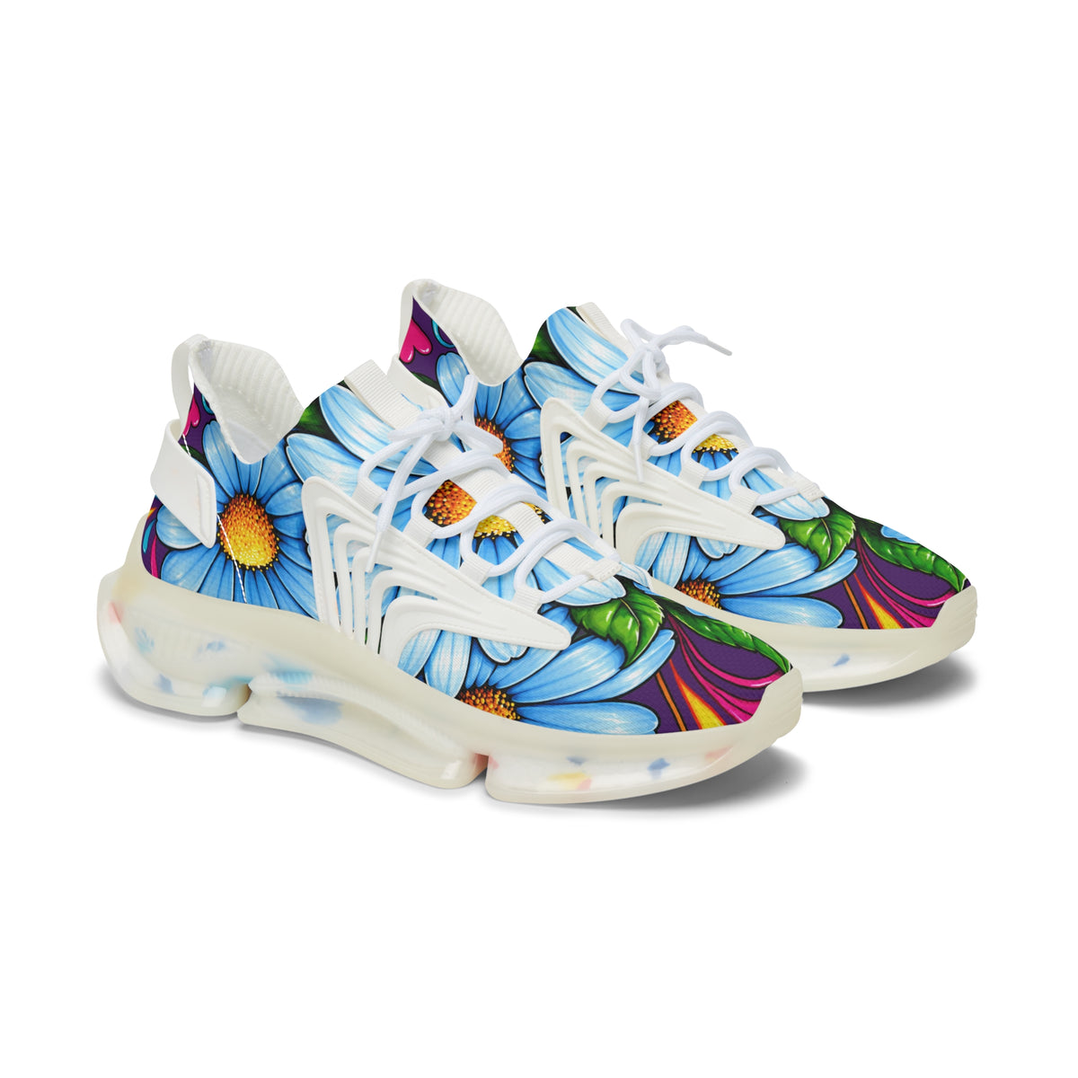 Floral Daisy Mesh Sneakers — Lightweight Women's Athletic Shoes