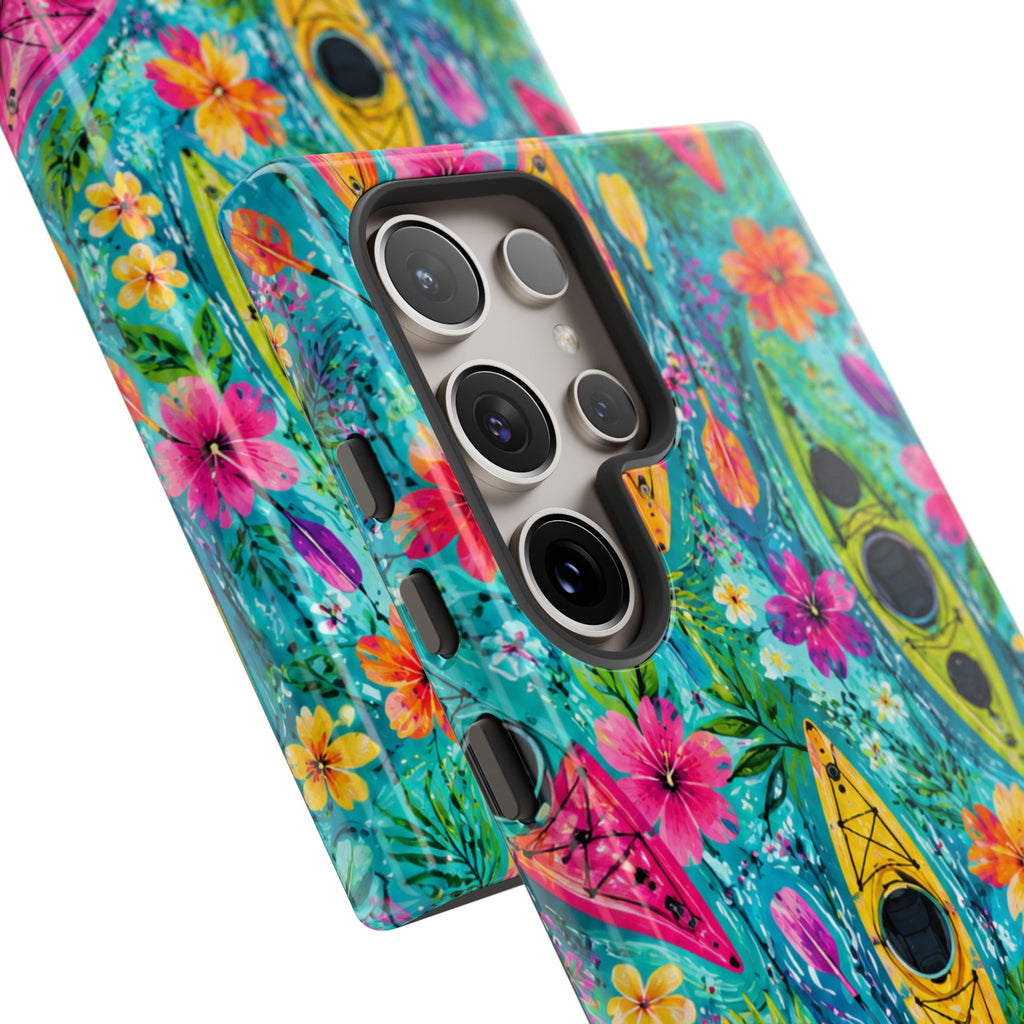 Tropical Kayak Phone Case – Colorful Floral Waterproof Pattern