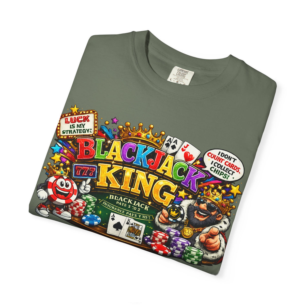 Blackjack King graphic T-shirt | Casino Playing Cards, Chips Design