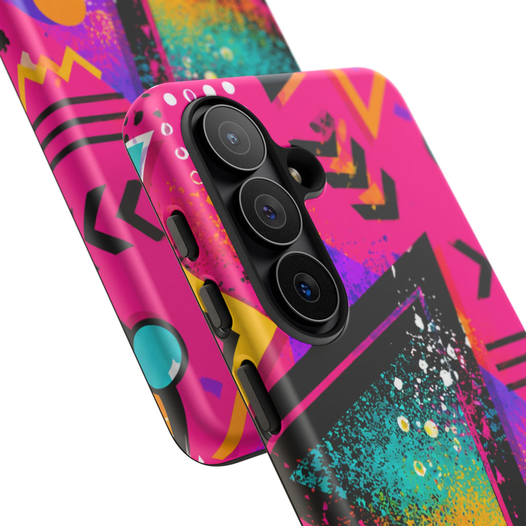 Retro 80s Geometric Phone Case — Neon Triangle Tough Case