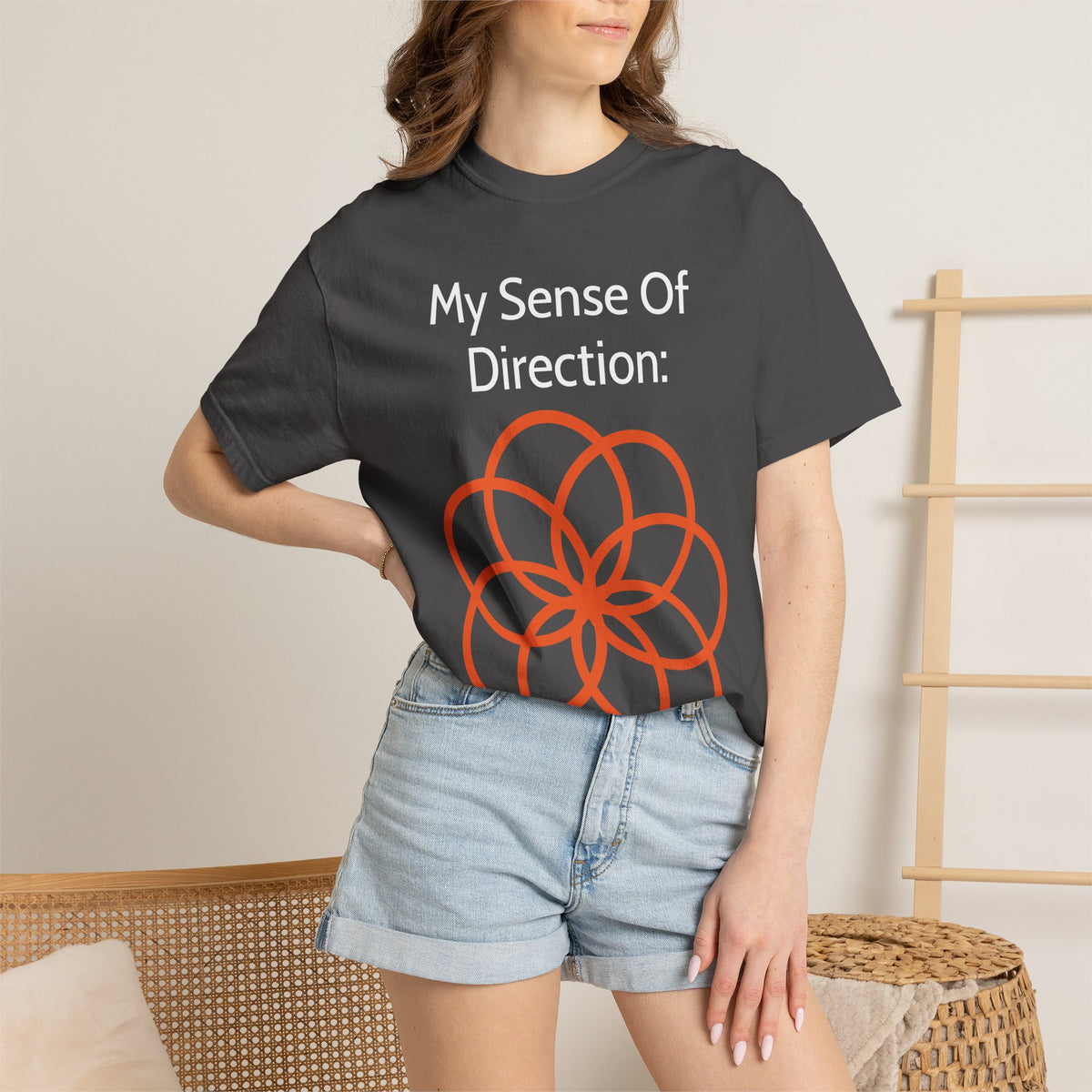 My Sense Of Direction: Compass Flower T-shirt | Funny Directional Tee