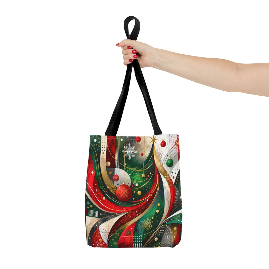 Abstract Retro Christmas Ornaments Tote Bag | Holiday Swirl Pattern