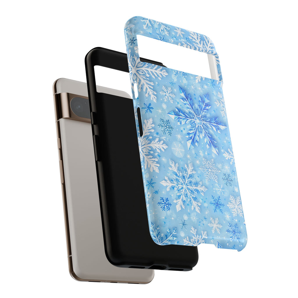 Winter Snowflake Tough Phone Case — Blue Holiday Protective Cover