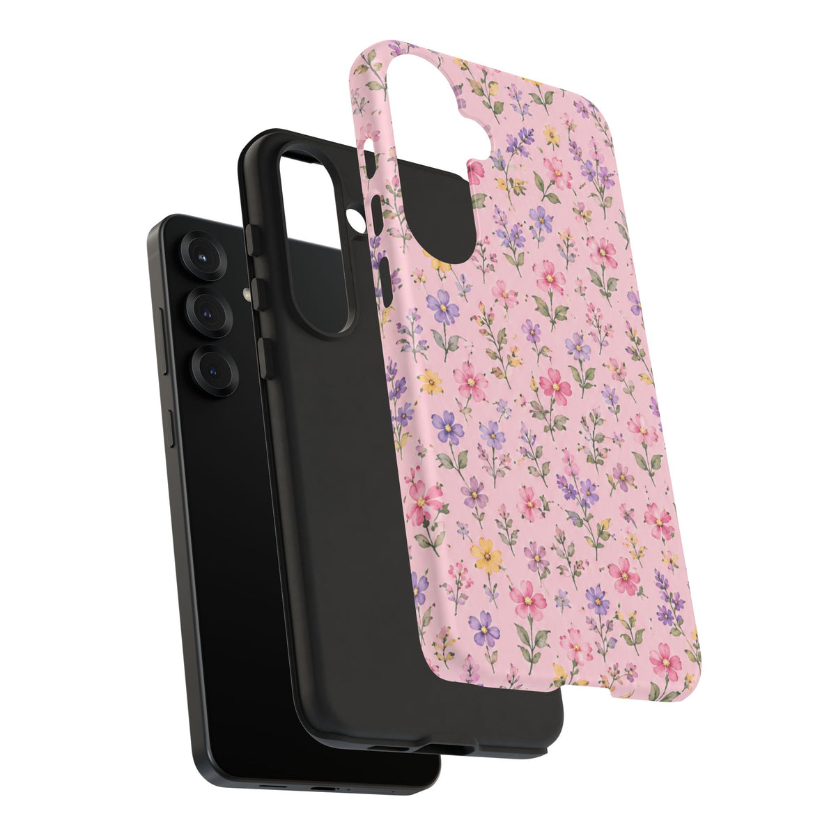 Floral Pink Tough Phone Case — Pastel Wildflower Protective Case