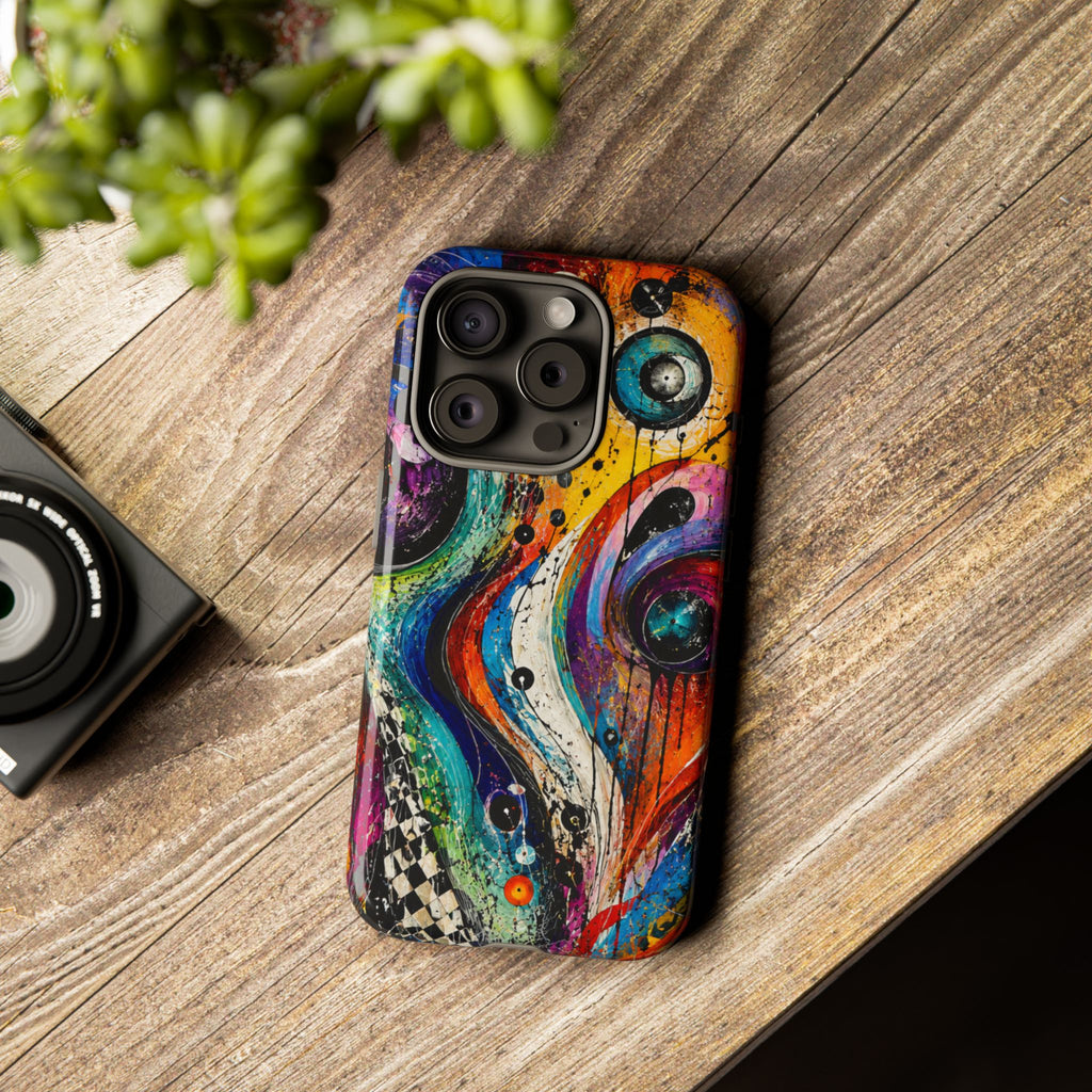 Abstract Cosmic Swirl Phone Case — Colorful Artistic iPhone Tough Case