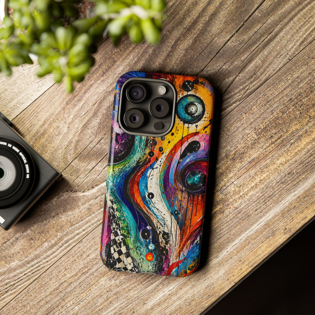 Abstract Cosmic Swirl Phone Case — Colorful Artistic iPhone Tough Case