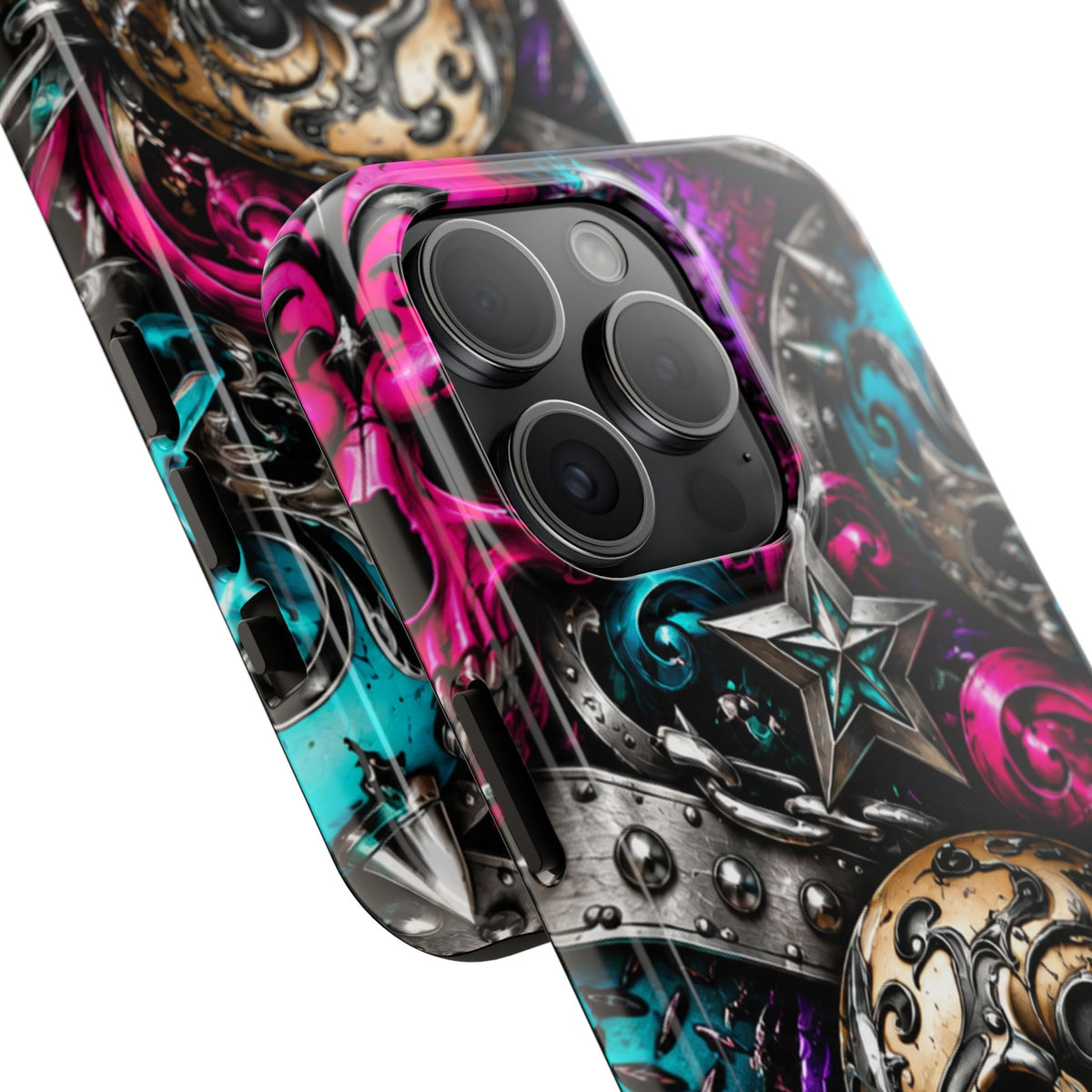 Skull & Stars Tough Phone Case | Colorful Gothic Skull Phone Case