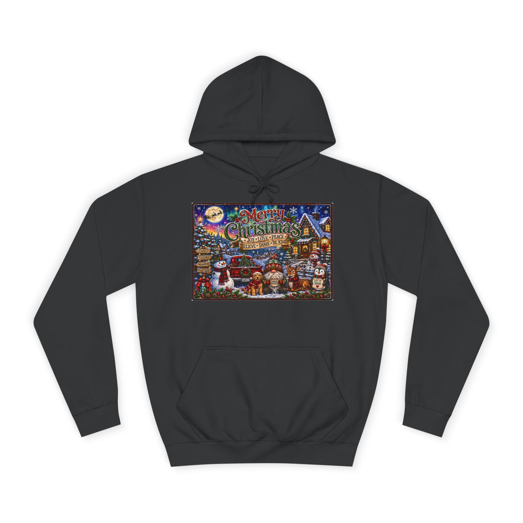 Christmas Village Hoodie - Festive Holiday Scene Pullover