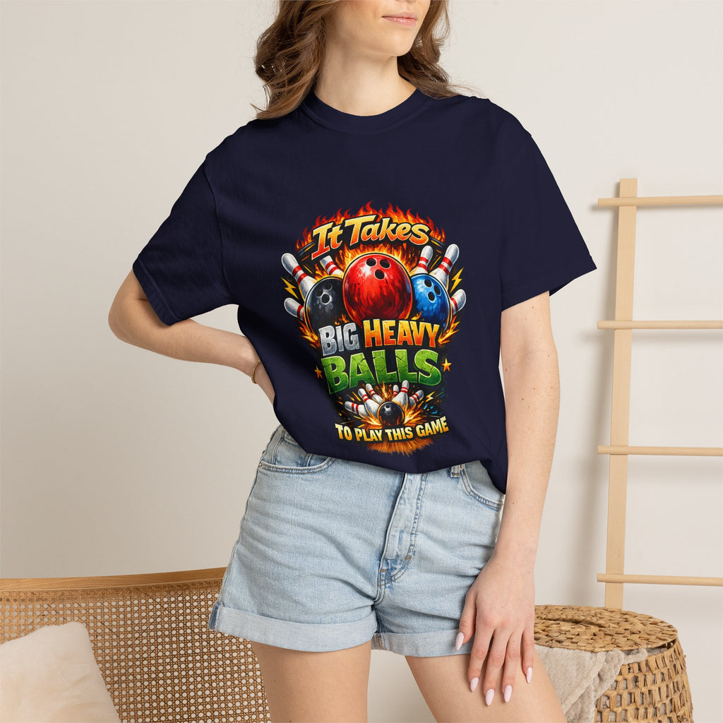 It Takes Big Heavy Balls To Play This Game T-shirt | Bowling Graphic Tee