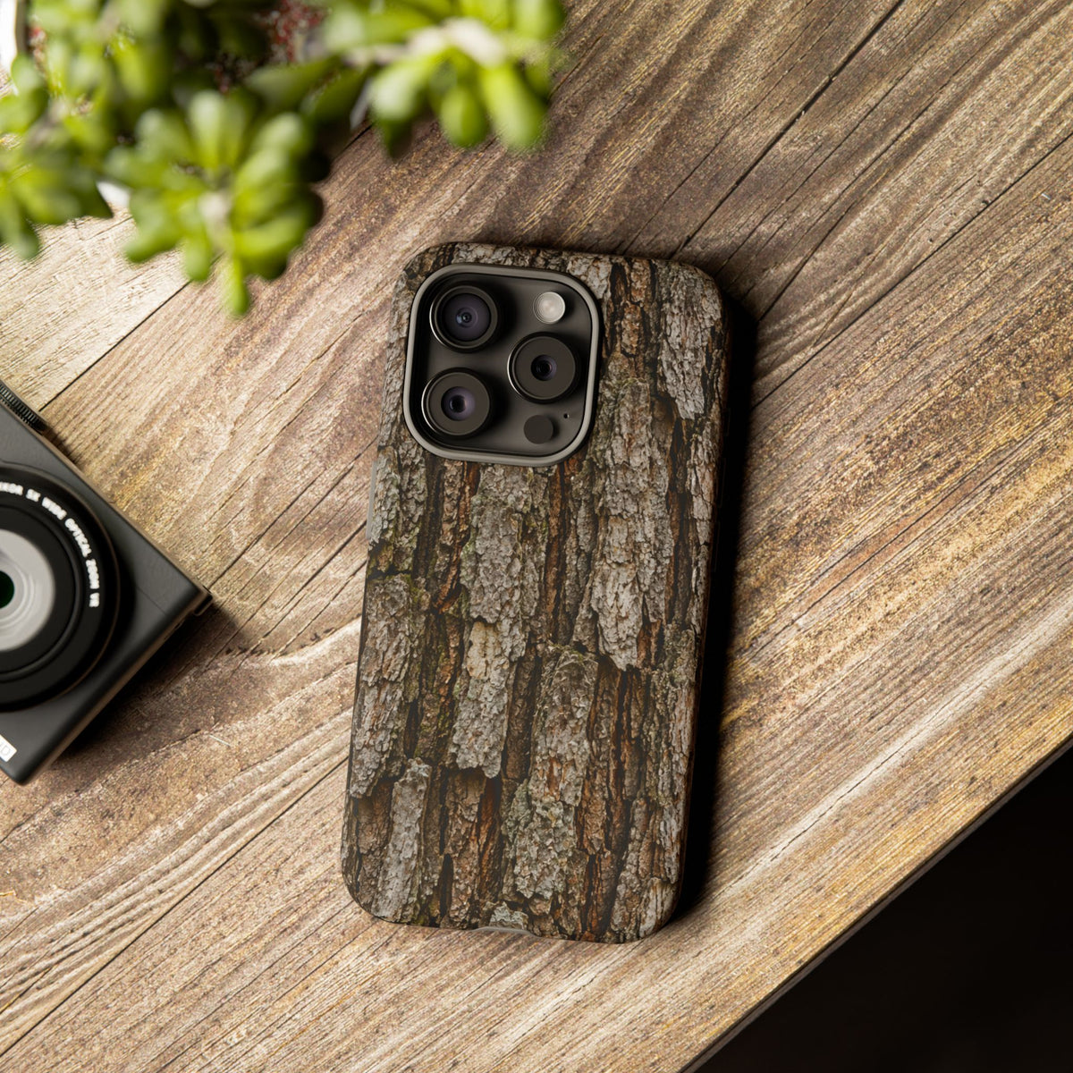 Bark Texture Phone Case - Rugged Woodland Camouflage for Nature Lovers