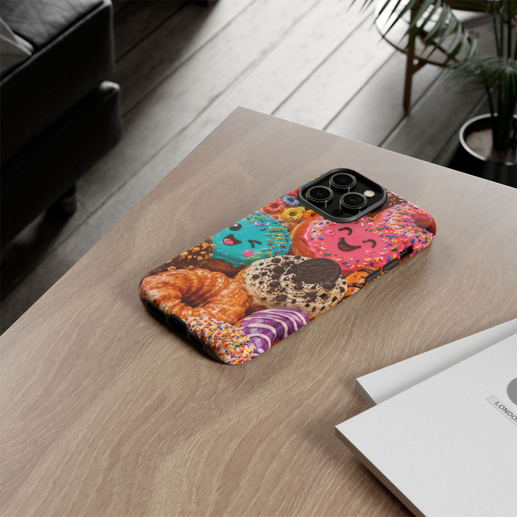 Donut Smile Tough Phone Case — Cute Colorful Desserts Protective Cover