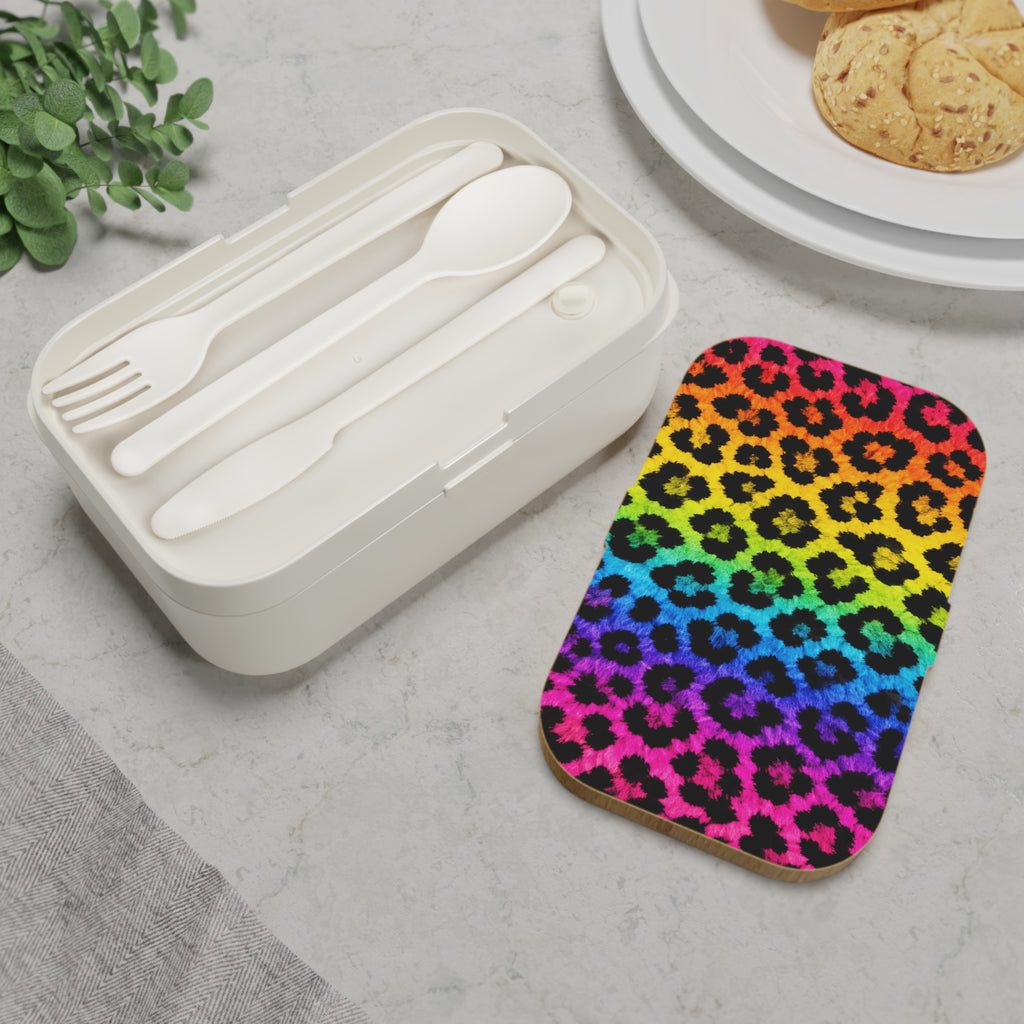 Rainbow Leopard Bento Box - Colorful Animal Print Lunch Container