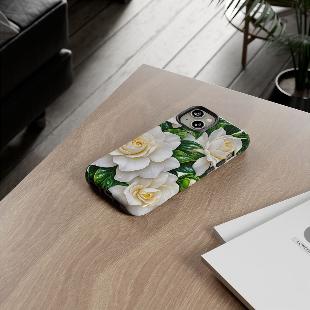Floral Camellia Tough Case — White Gardenia Phone Cover