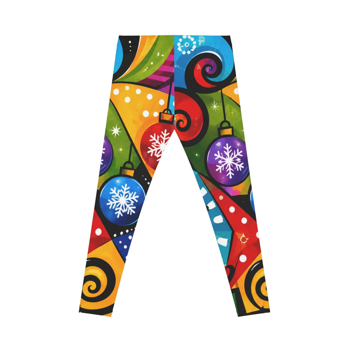 Holiday Ornament Abstract Leggings — Colorful Christmas All-Over Print