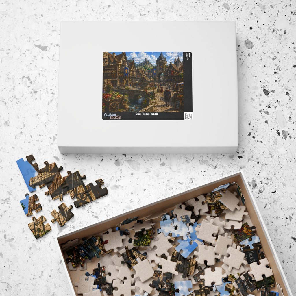 Medieval Market Village Puzzle 520-piece | Ravenwood Fantasy Scene