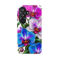 Orchid Floral Tough Phone Case – Vibrant Blue & Pink Orchid Protective Cover