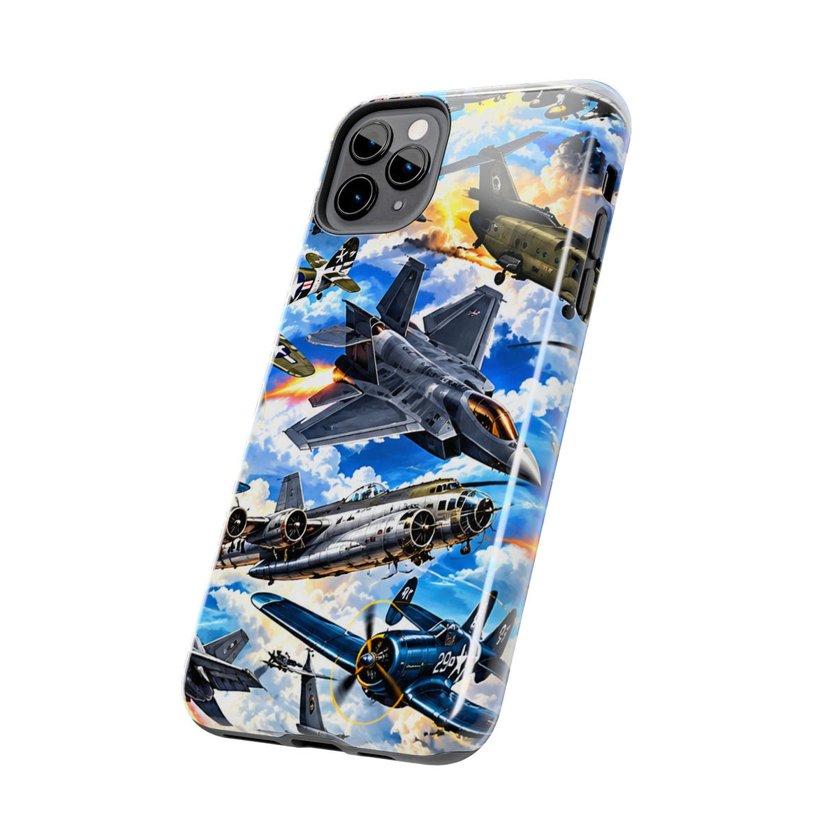 Military Aircraft Tough Phone Case – Vintage & Modern Jet Fighter Print
