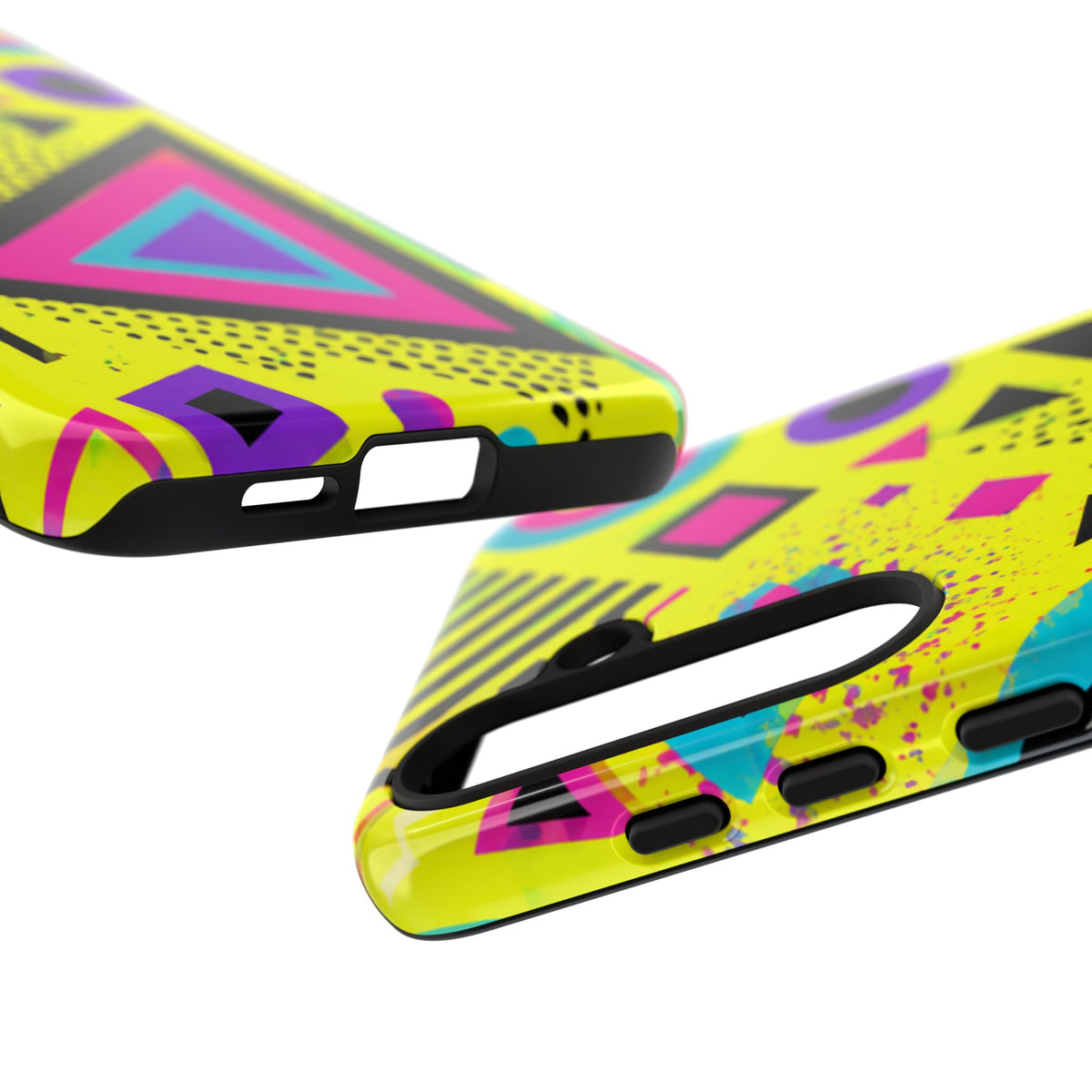 Retro 80s Geometric Phone Case — Neon Memphis Triangle Design