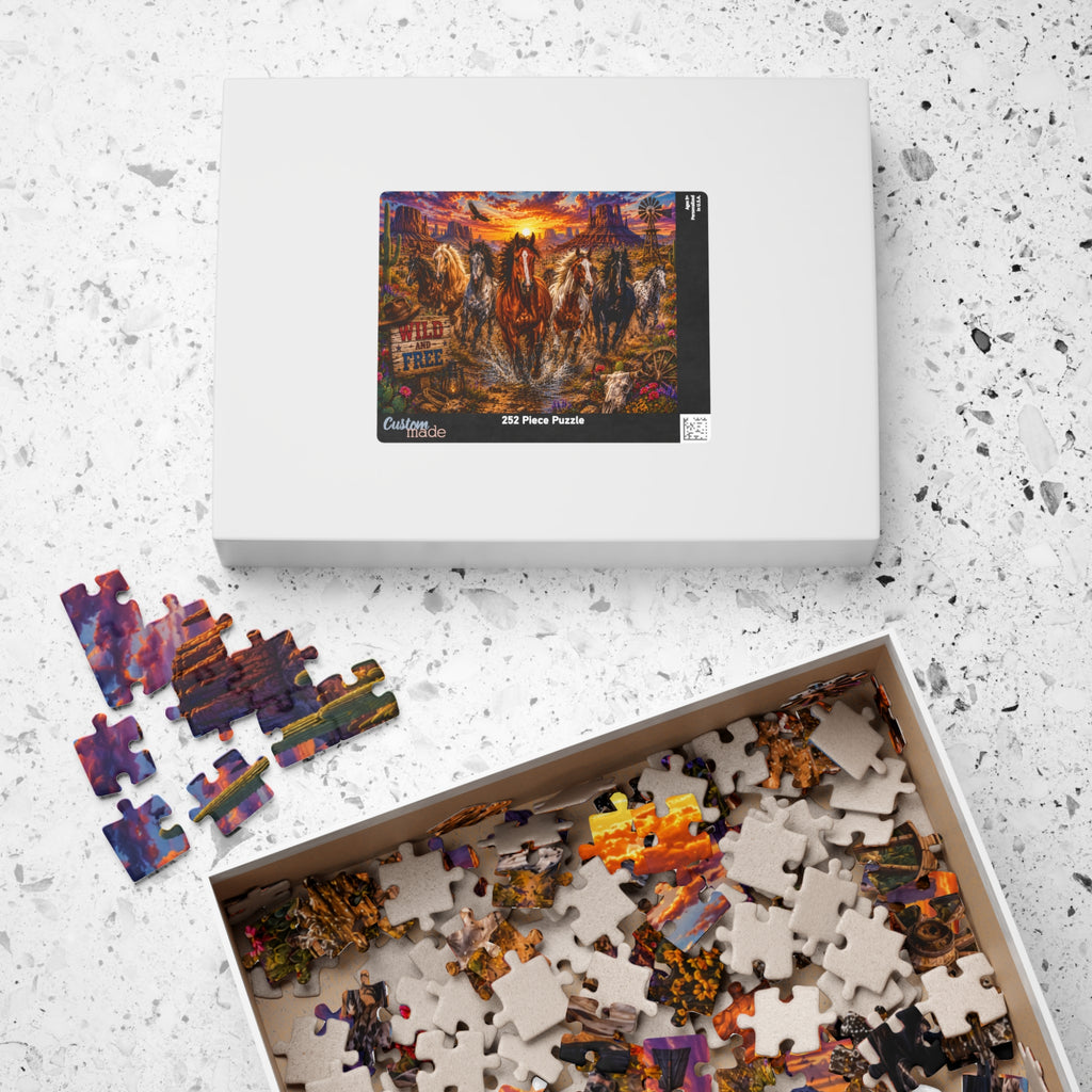 Wild and Free Running Horses Puzzle | Western Sunset 1000-Piece