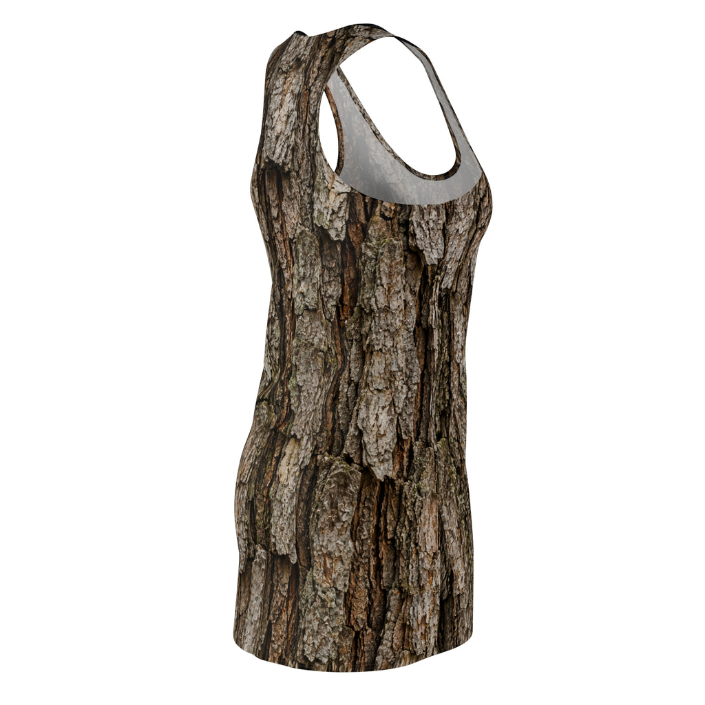 Bark Print Racerback Dress — Rustic Tree Bark All-Over Print