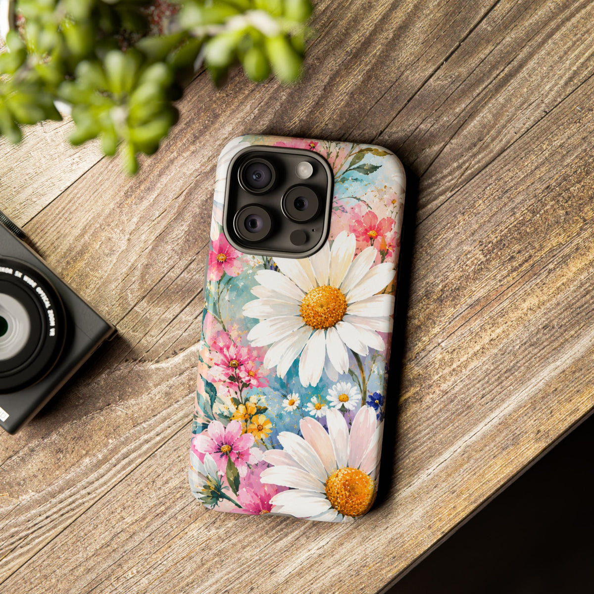 Floral Daisy Phone Case — Watercolor Daisies Protective Tough Case