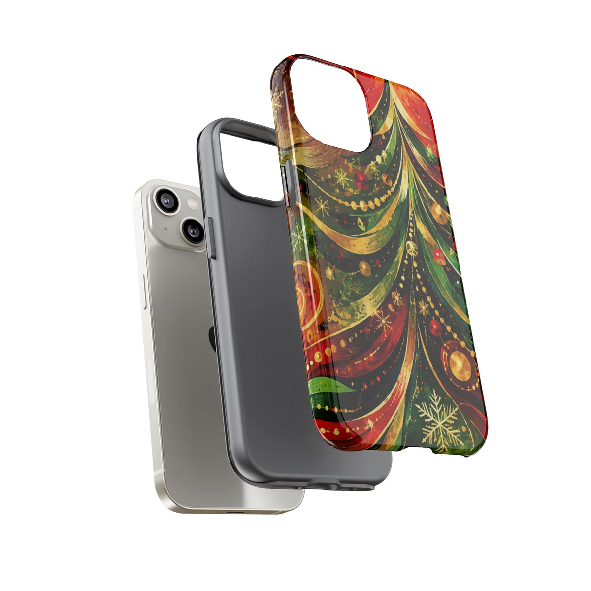Christmas Tree Tough Phone Case — Festive Red & Green Holiday Phone Cover