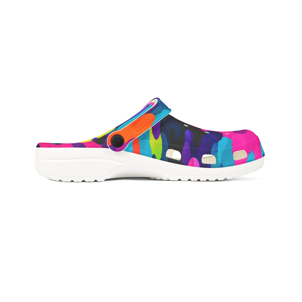 Color Splash EVA Foam Clogs — Bright Tie-Dye Garden Shoes