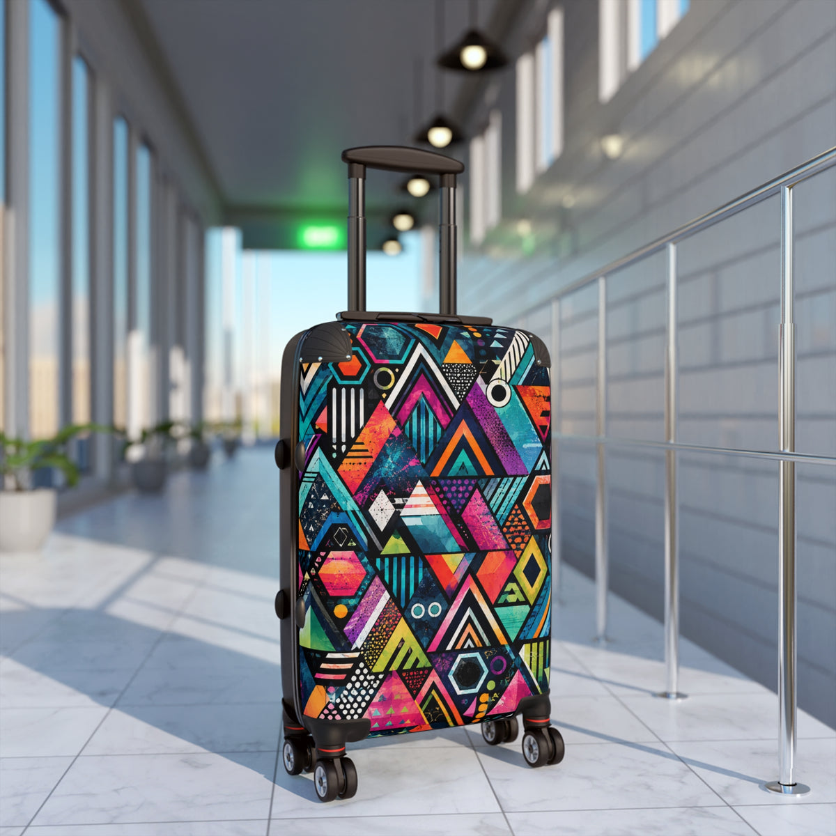 Geometric Neon Carry-On Suitcase
