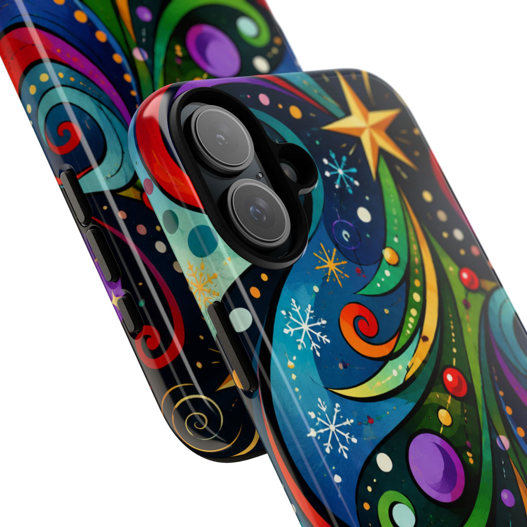 Colorful Swirl Christmas Tree Tough Phone Case