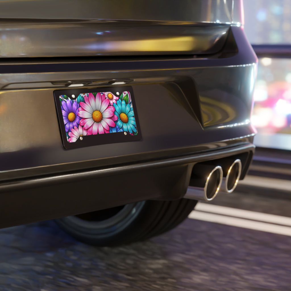 Floral Daisies Vanity Plate — Colorful Personalized License Plate