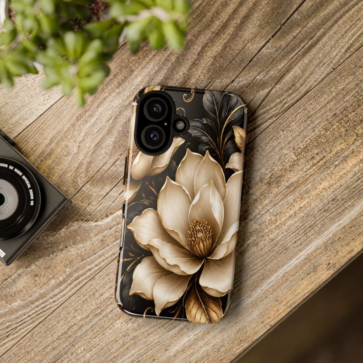 Floral Tough Case — Elegant Gold Magnolia Phone Case