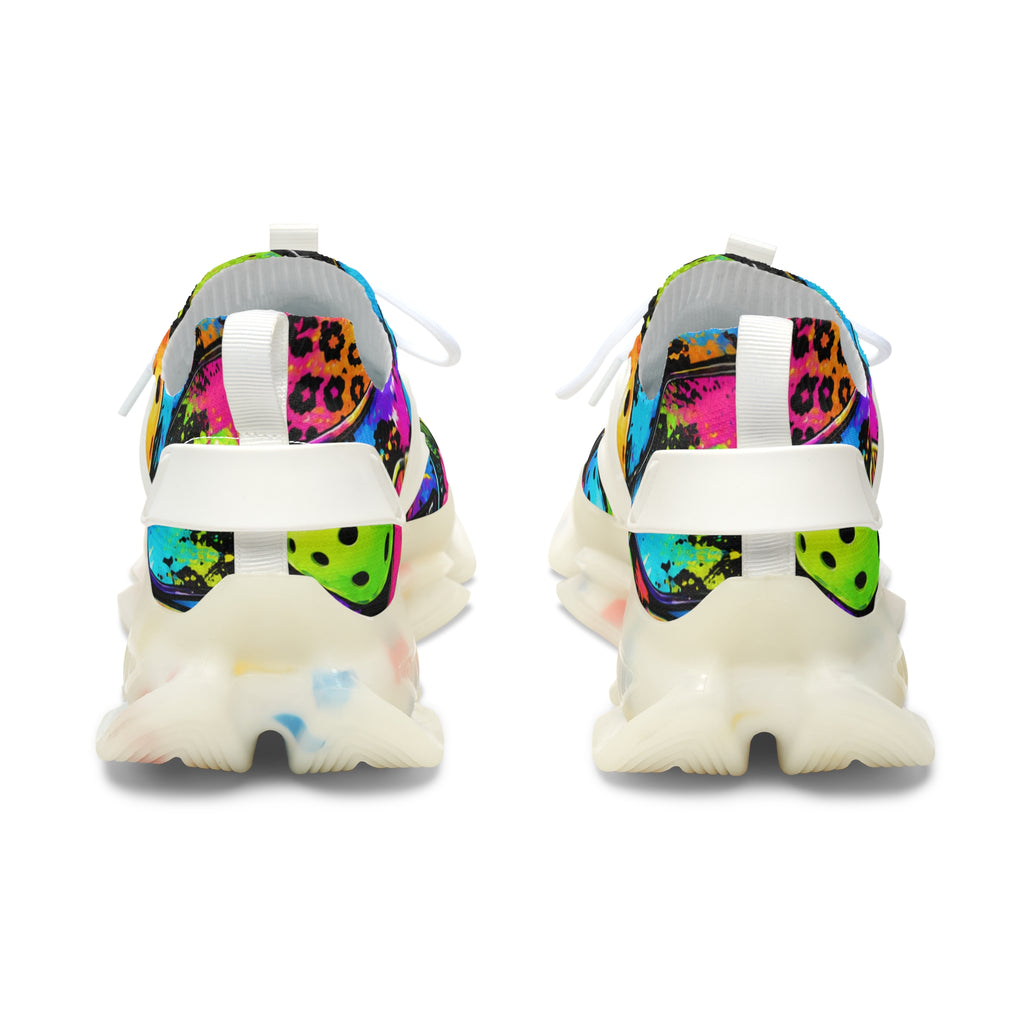 Women's Floral Mesh Sneakers — Colorful Tropical Flower/Pickleball  Print Sneakers