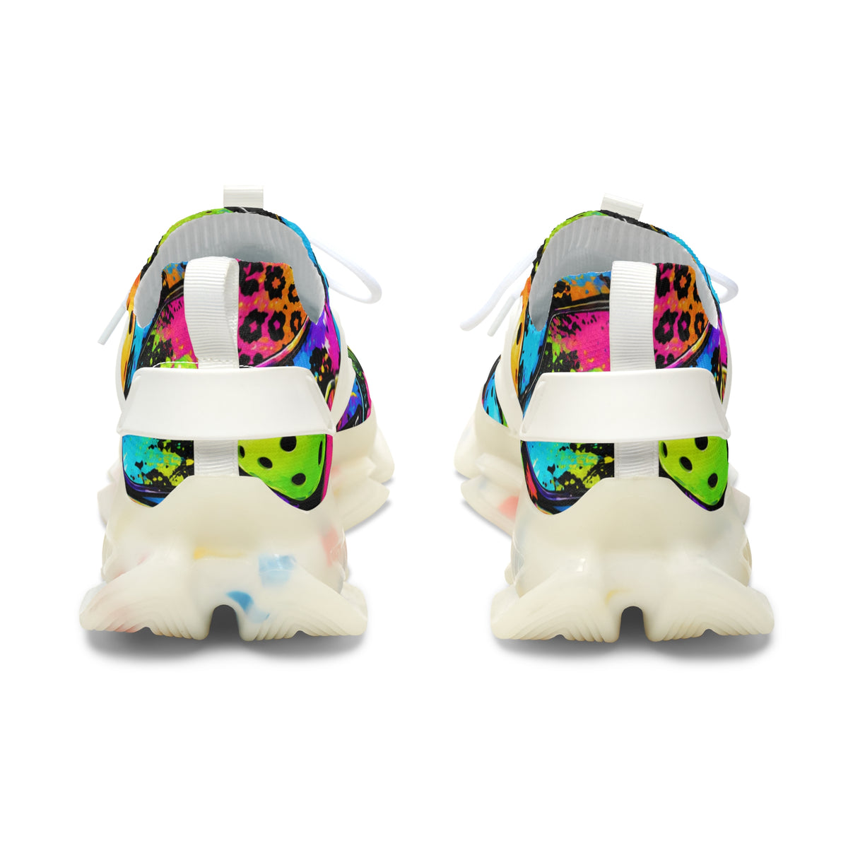 Women's Floral Mesh Sneakers — Colorful Tropical Flower/Pickleball  Print Sneakers