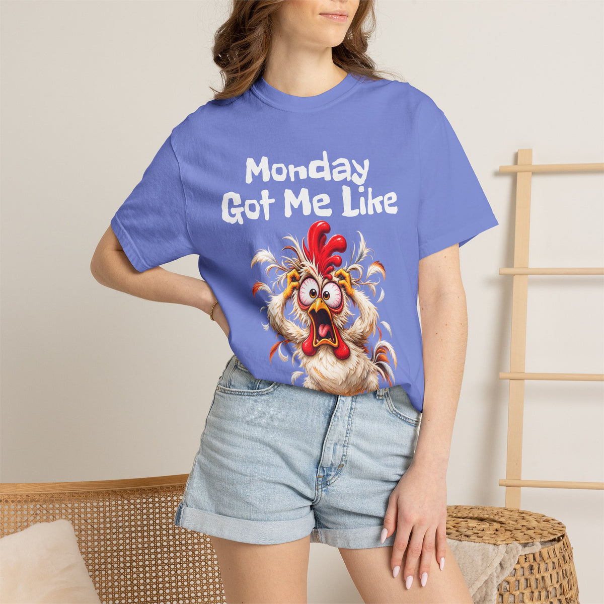 Copy of Monday Got Me Like T-Shirt — Funny Cartoon Chicken Graphic Tee
