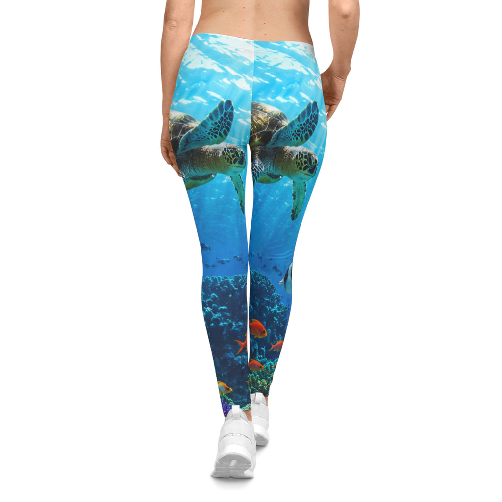 Sea Turtle Ocean Leggings — Women's Underwater Reef Print