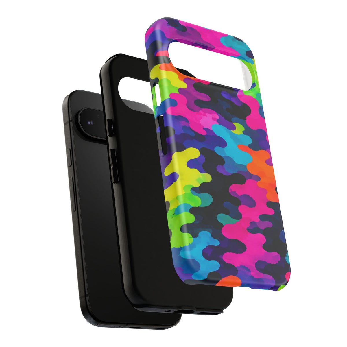 Neon Camo Tough Phone Case — Bright Rainbow Protective iPhone Cover