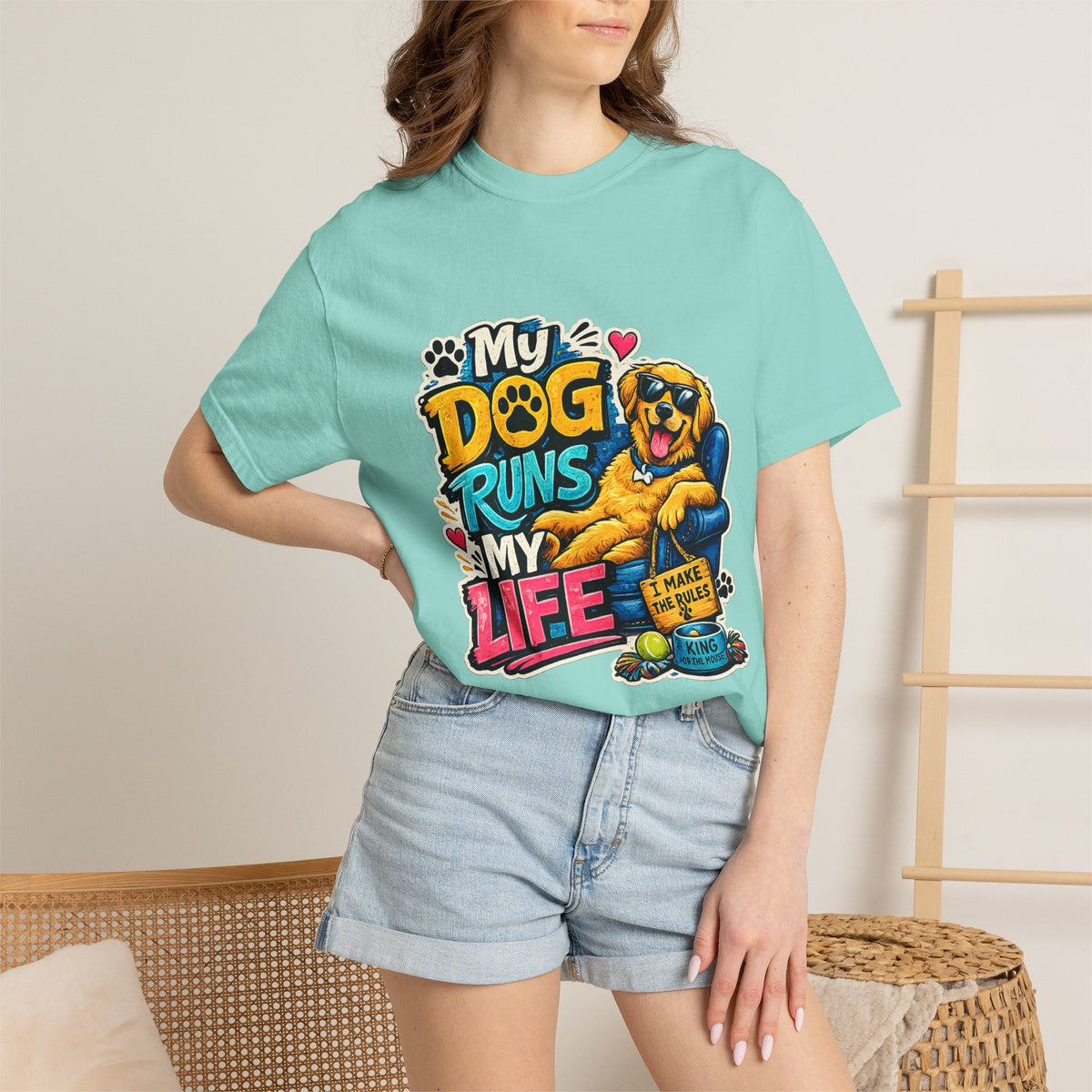 My Dog Runs My Life T-shirt | Funny Dog Lover Tee