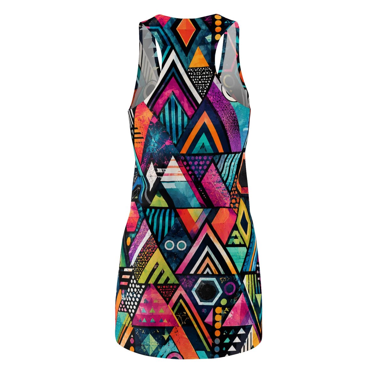 Colorful Geometric Triangle Pattern Racerback Dress