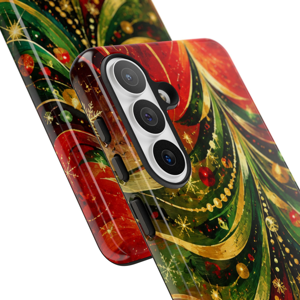 Christmas Tree Tough Phone Case — Festive Red & Green Holiday Phone Cover
