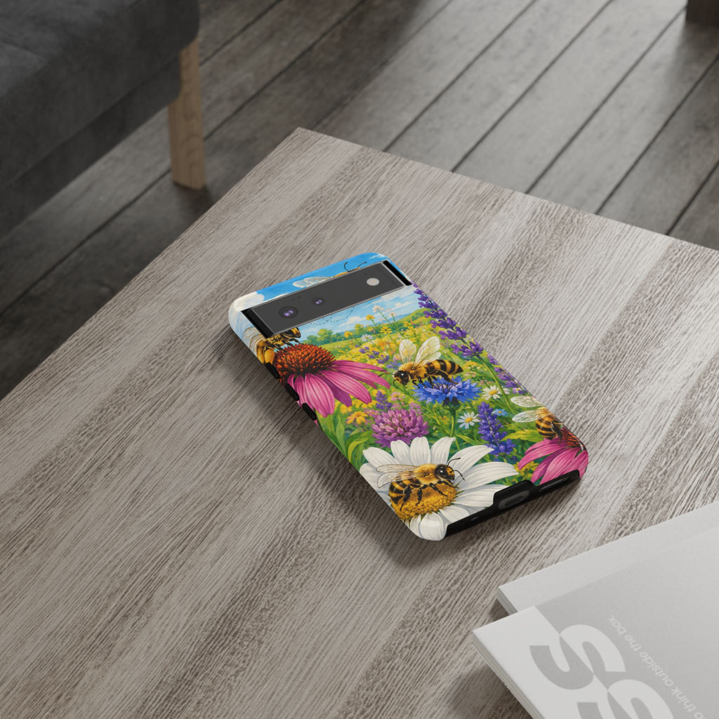 Bee Meadow Phone Case — Floral Honeybee Protective Cover