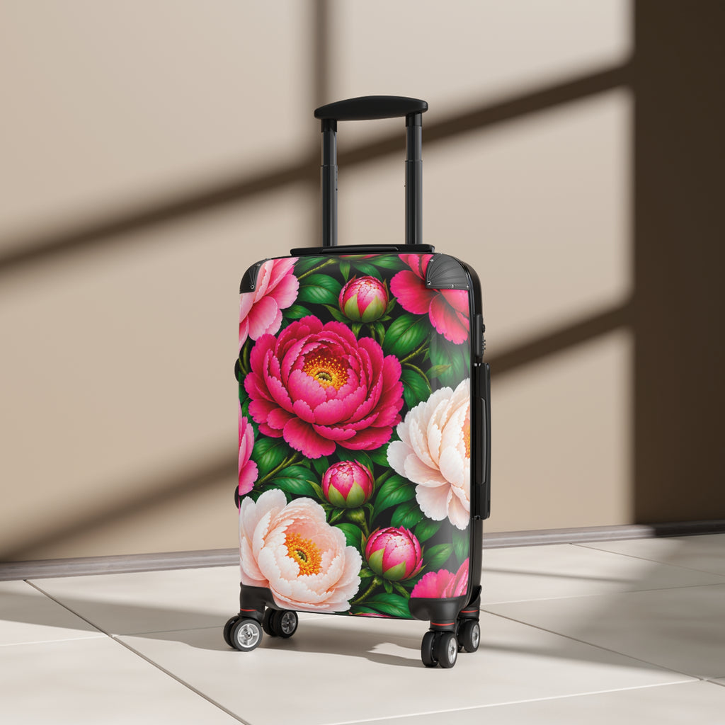 Floral Peony Carry-On Suitcase – Pink Rose Travel Luggage